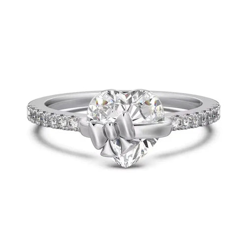 Bow Heart Promise Ring | 925 Sterling Silver
